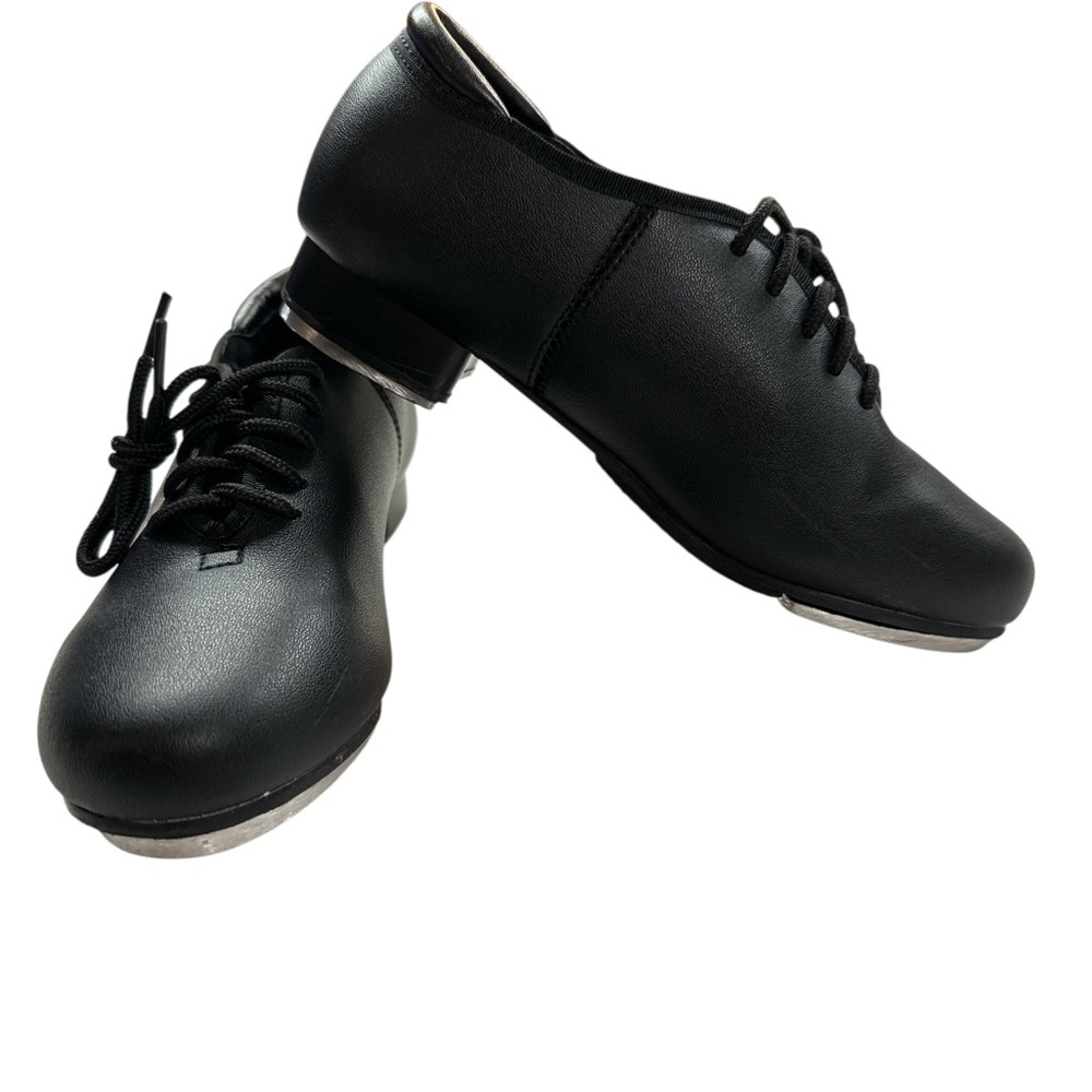 Theatricals Child’s Black Tap Dance Shoes Faux Leather Preowned Size 1 - Picture 3 of 5
